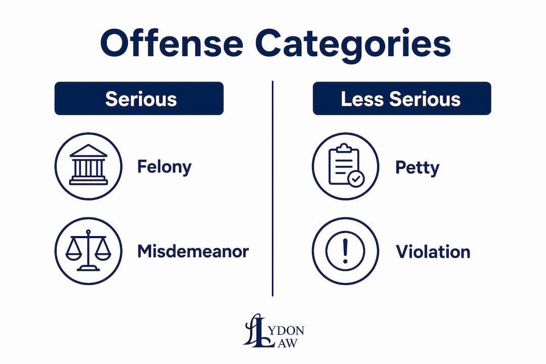 Infographic comparing serious and less serious offenses