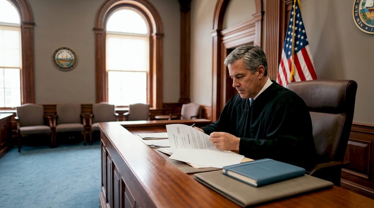 Judge presiding over protective order hearing