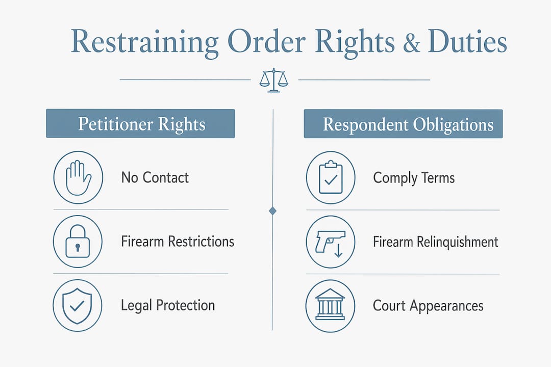 Infographic comparing petitioner rights and respondent obligations