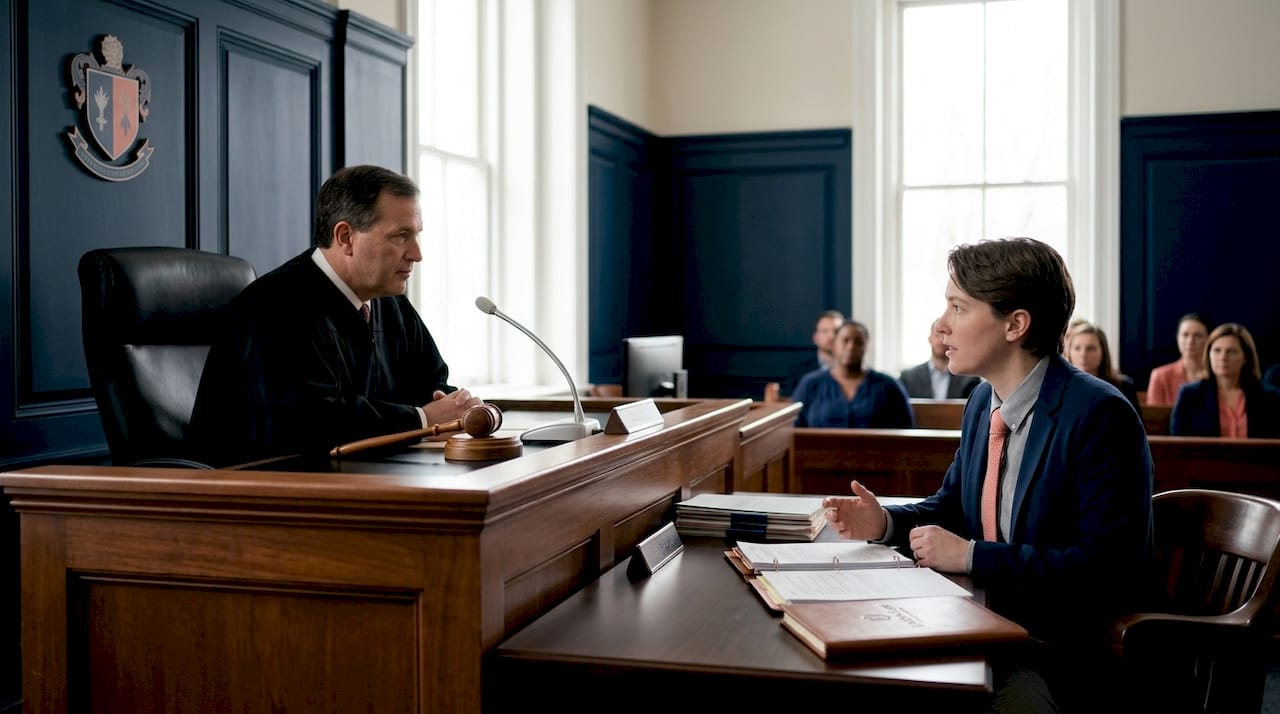 New Hampshire courtroom bail hearing scene