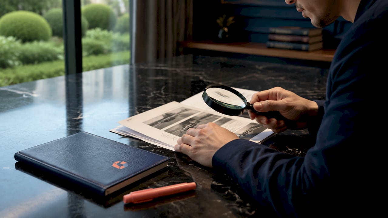 Close-up hands examining DUI evidence documents