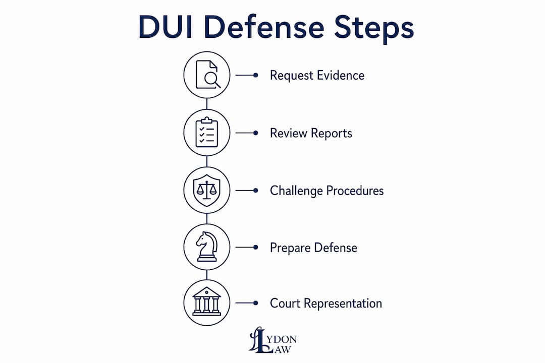 Infographic showing DUI defense steps