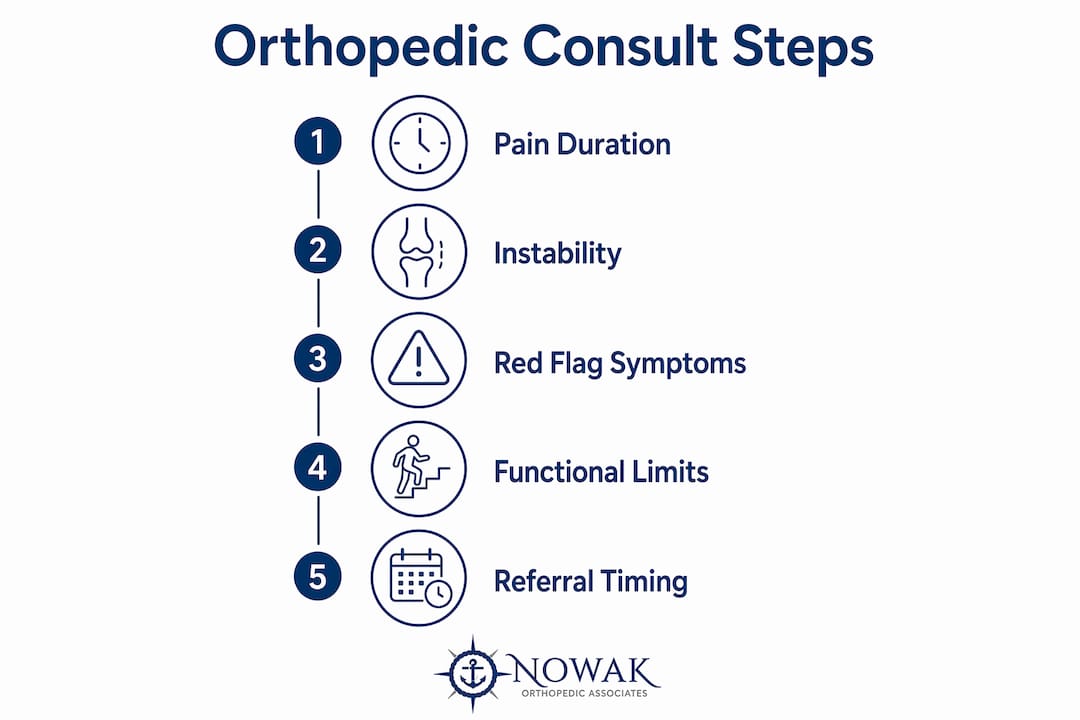 Infographic showing key signs to schedule orthopedic consult