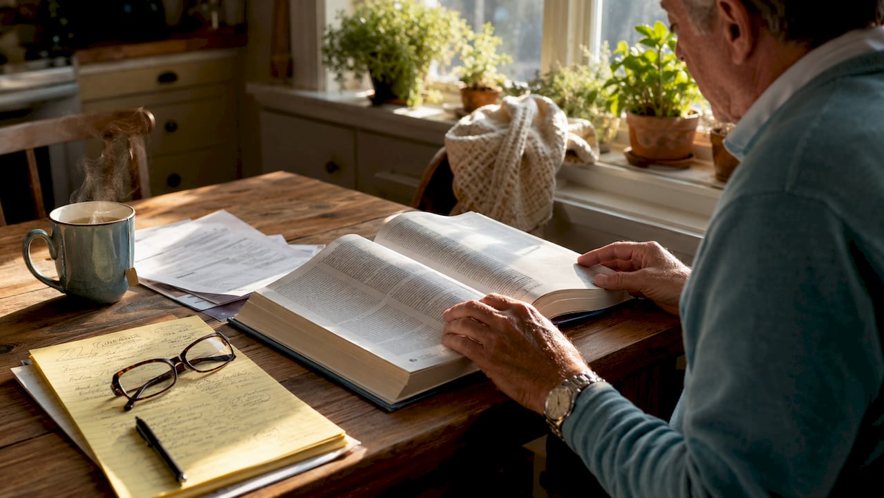 Hands browsing attorney directory at home desk