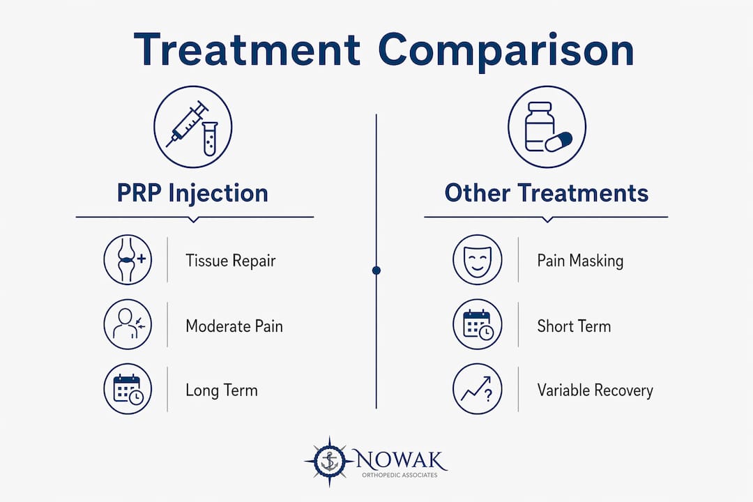 Infographic comparing PRP injection and other joint treatments
