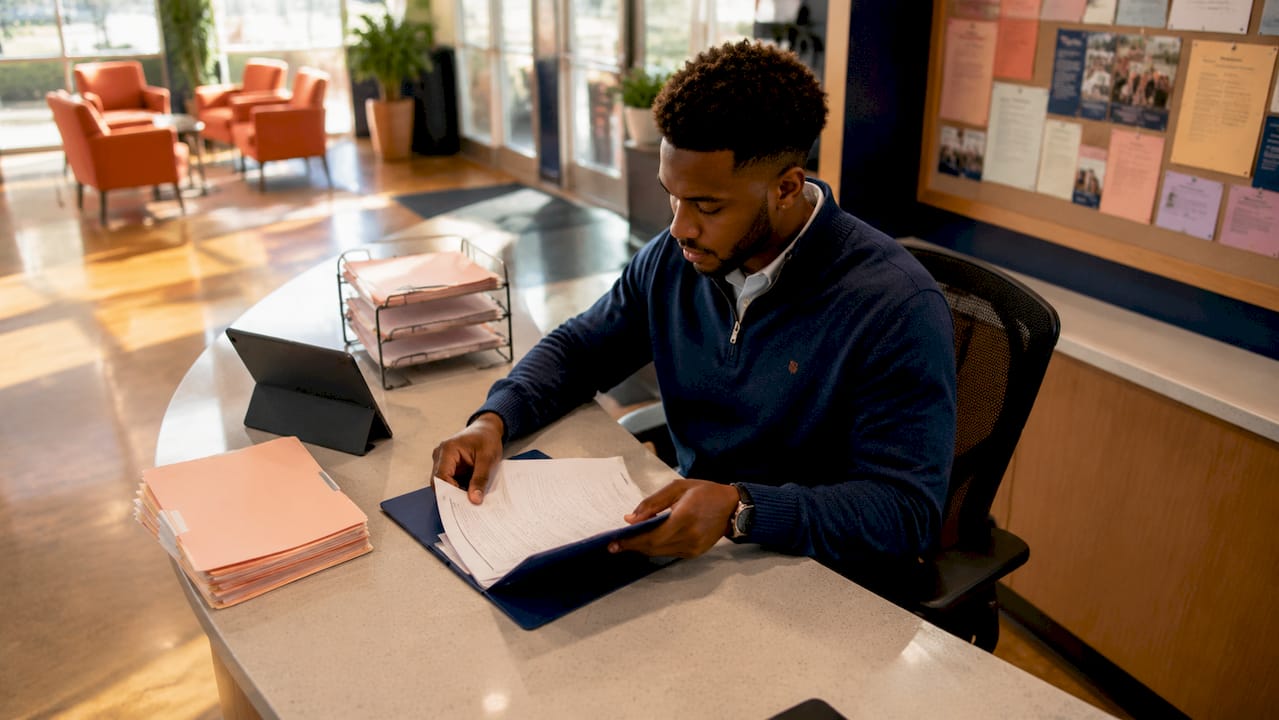 Court clerk organizing guardianship nomination files