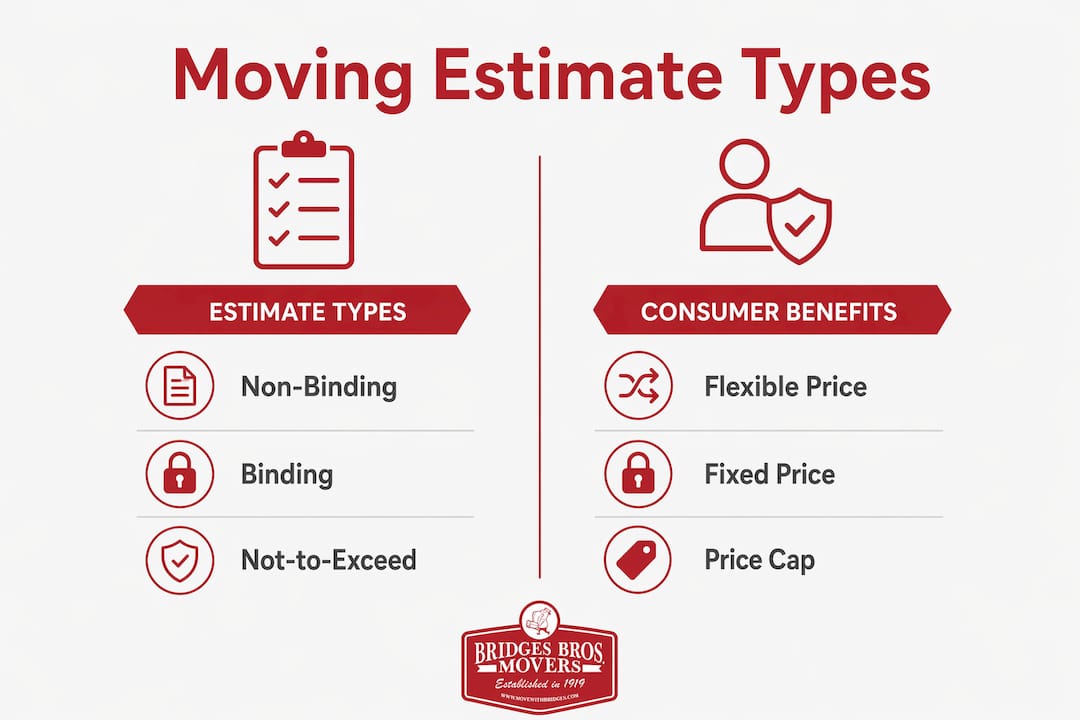 Infographic comparing types of moving estimates