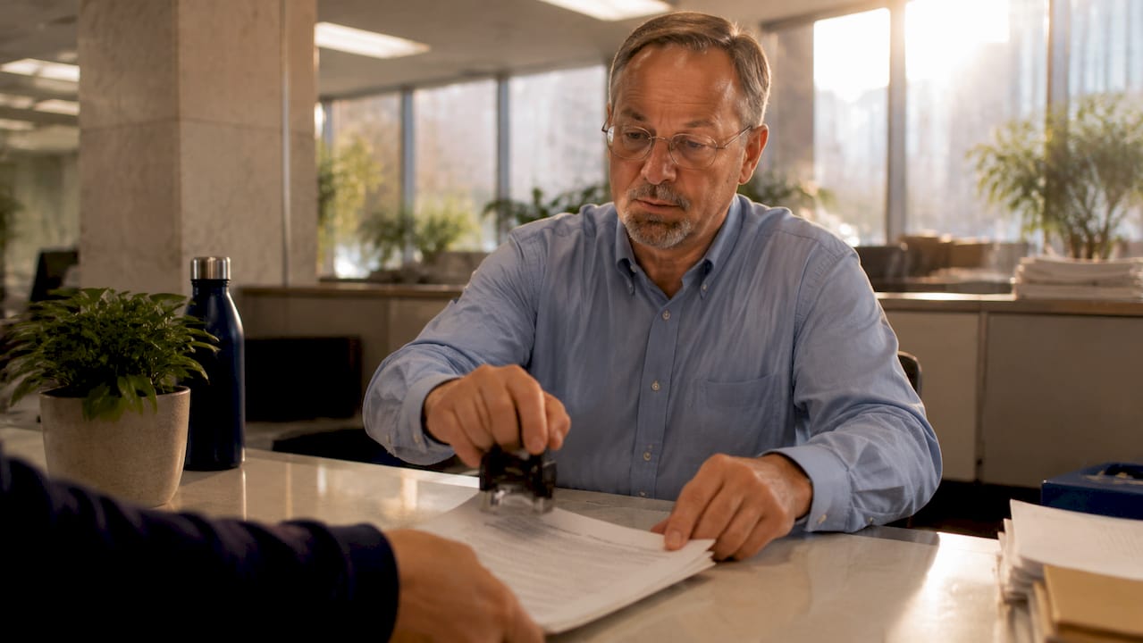Courthouse clerk stamping parenting petition