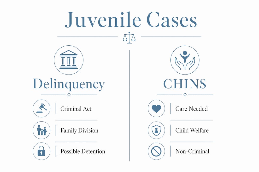 Infographic comparing delinquency and CHINS juvenile cases