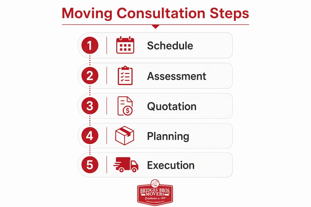 Infographic detailing moving consultation steps