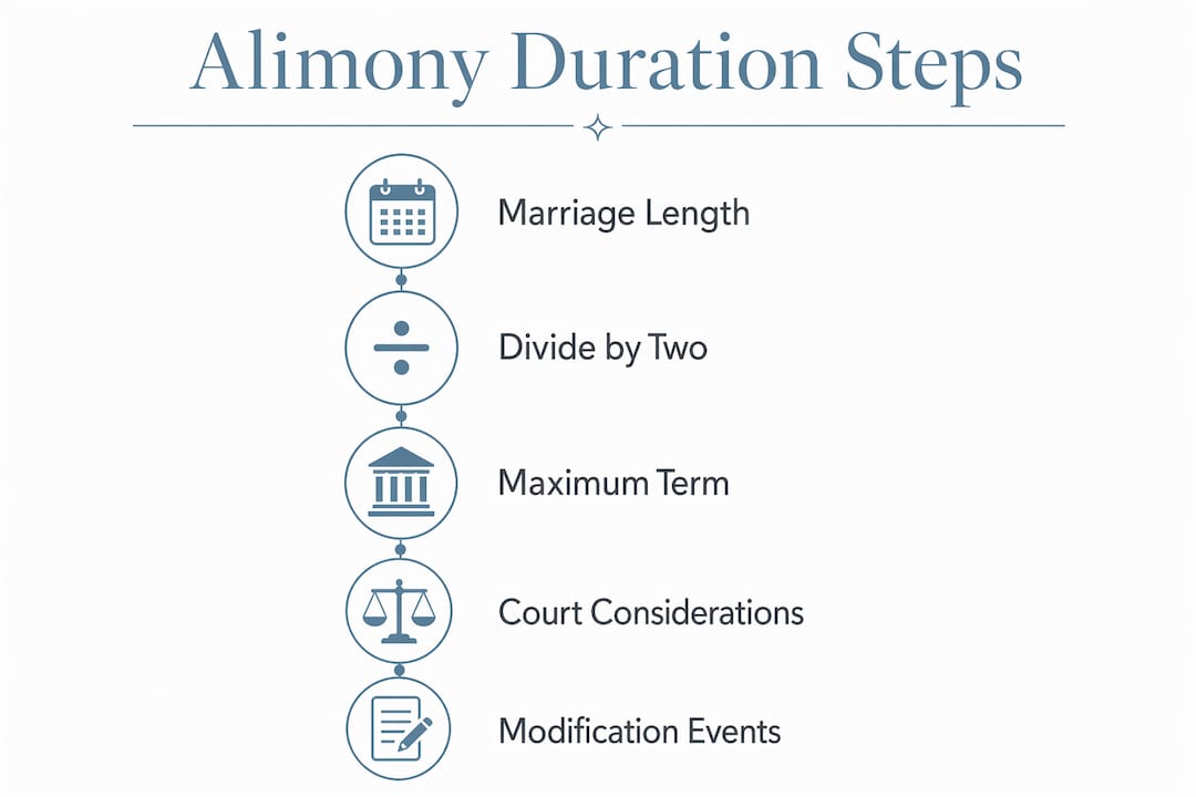 Infographic showing steps to determine alimony duration