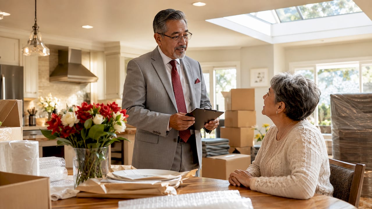 Senior move manager coordinating relocation