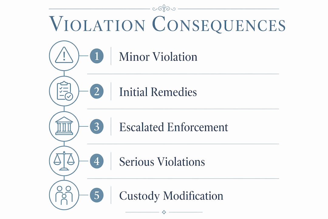 Infographic outlining consequences of parenting plan violations