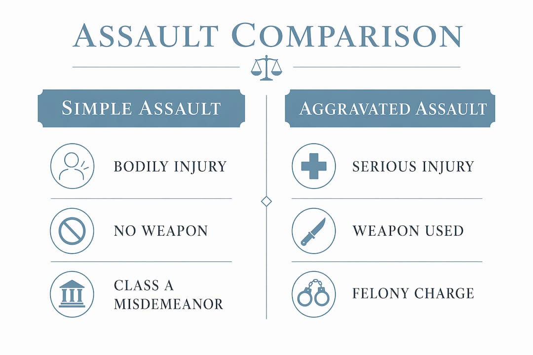 Infographic comparing simple and aggravated assault in NH