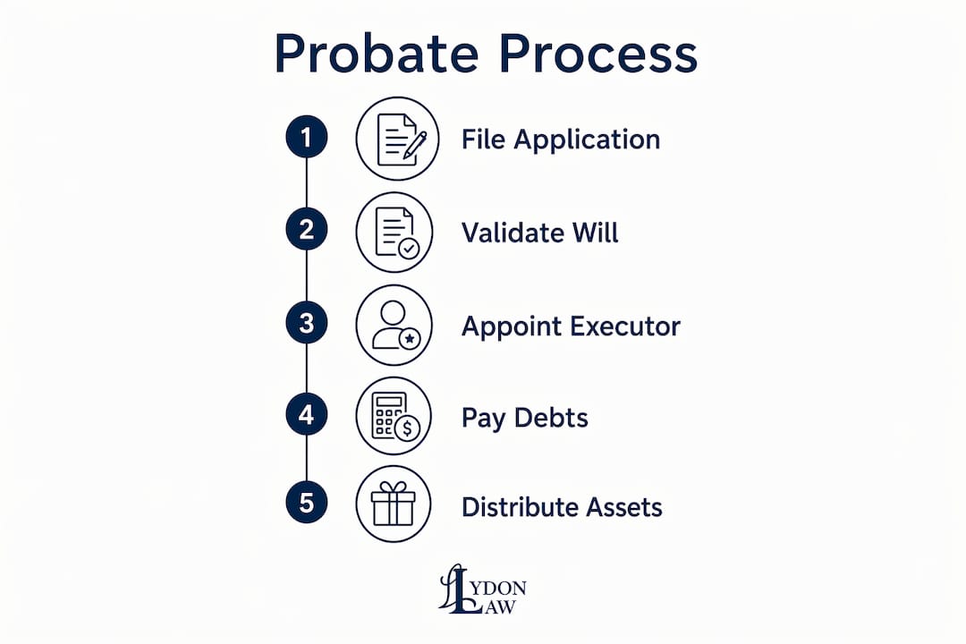 Infographic outlining probate process steps