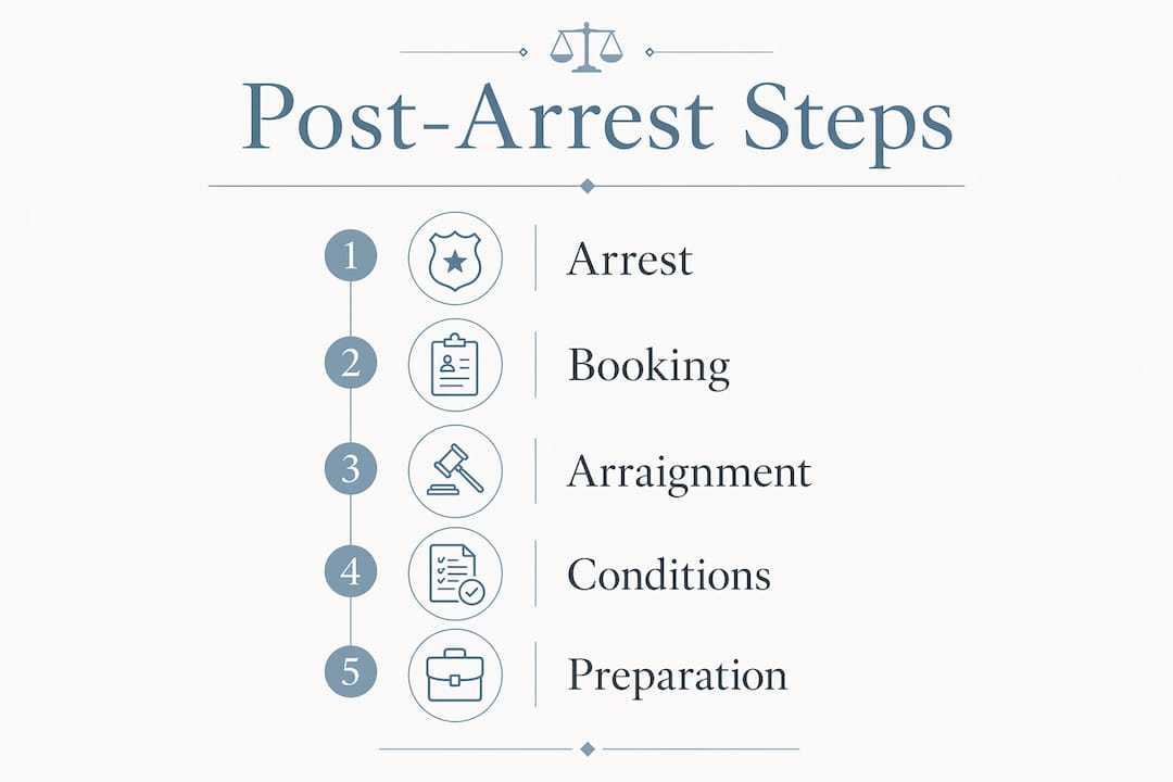 Infographic outlining steps after assault arrest