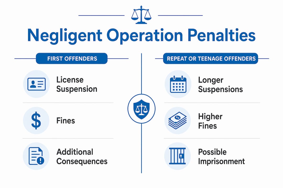 Infographic showing negligent operation penalties categories