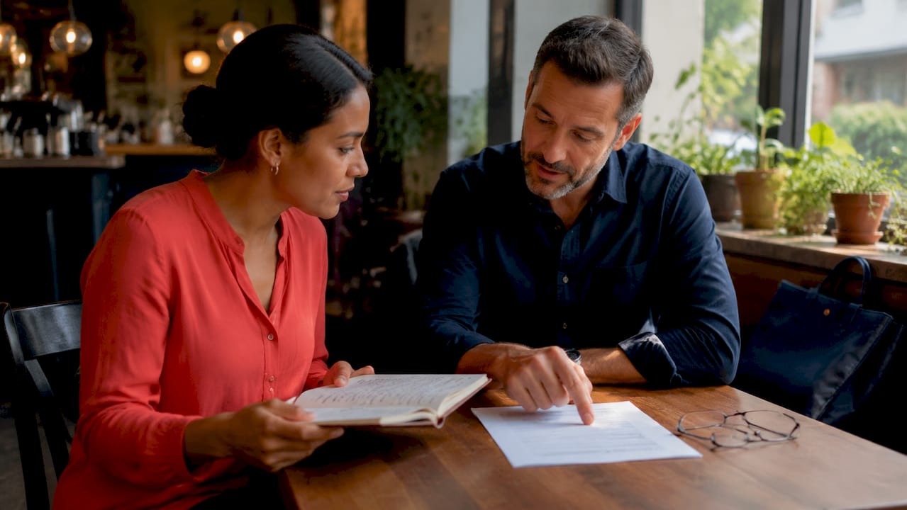 Couple discussing child custody rights at home