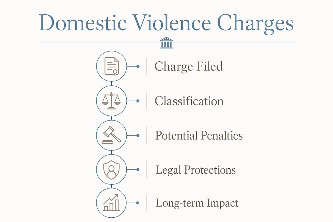 Infographic outlining stages of domestic violence charges in New Hampshire