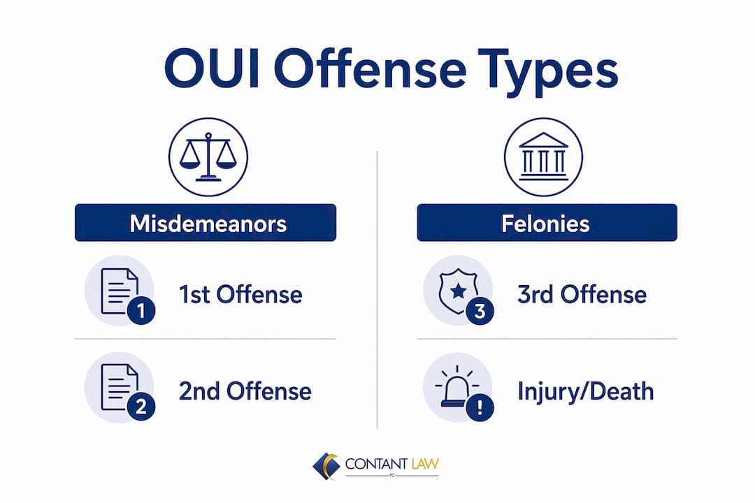 Infographic comparing misdemeanor and felony OUI offenses