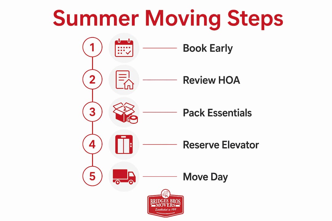 Infographic showing steps for summer apartment move in New Hampshire