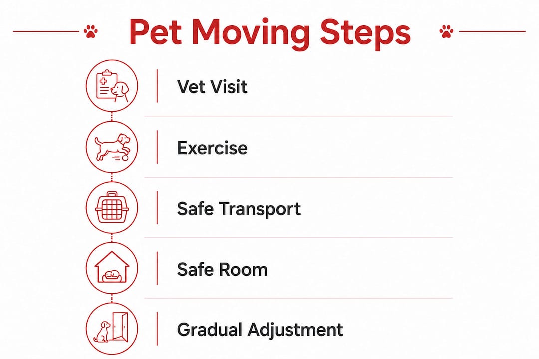 Infographic outlining steps for moving with pets