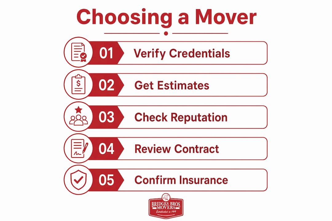 Infographic outlining key steps to choose a mover