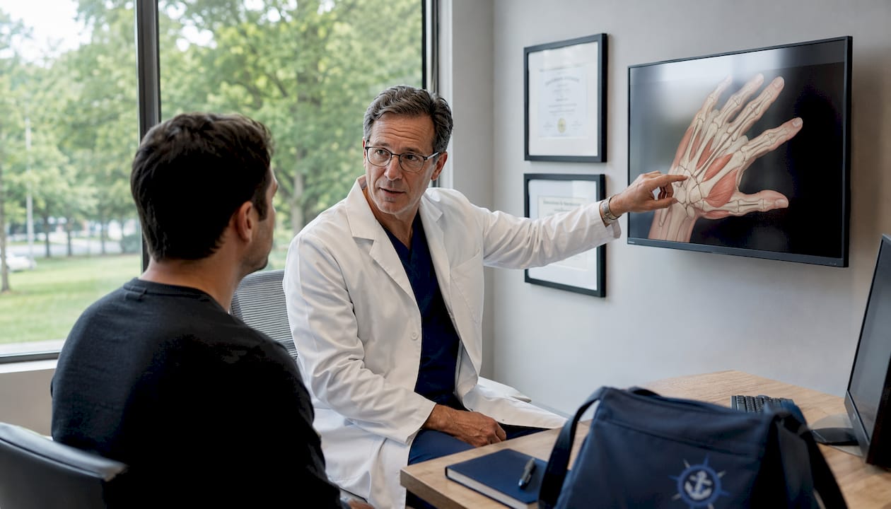 Doctor explaining carpal tunnel surgery to patient
