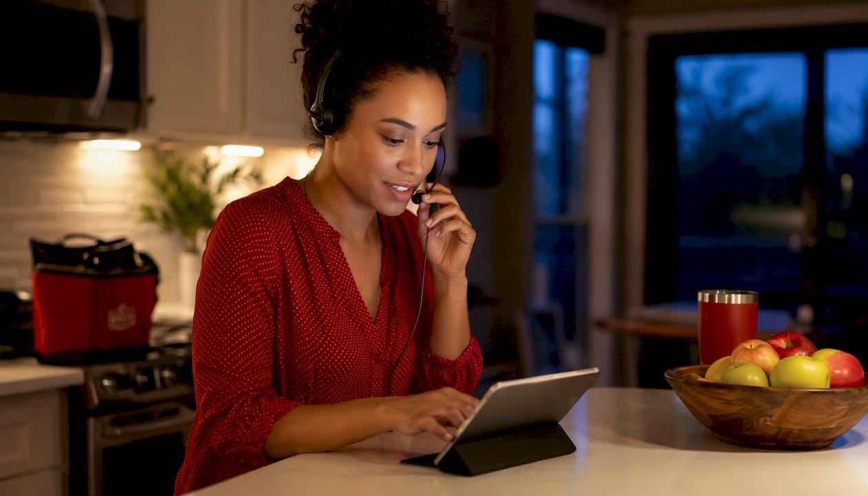 Customer service agent making follow-up call