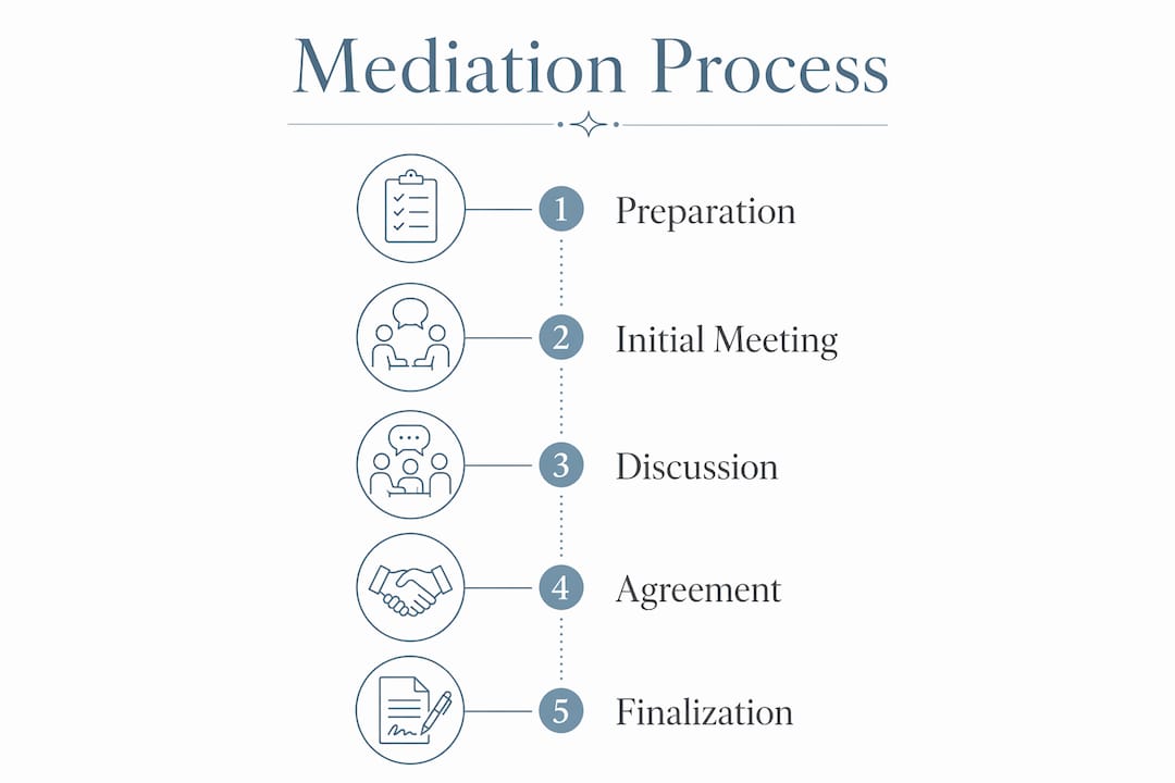 Infographic illustrating child custody mediation process steps