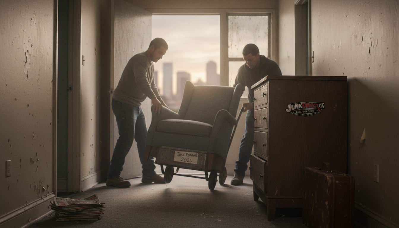 Workers removing furniture during estate cleanout
