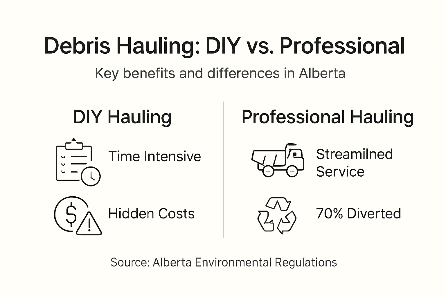 Infographic comparing debris hauling options