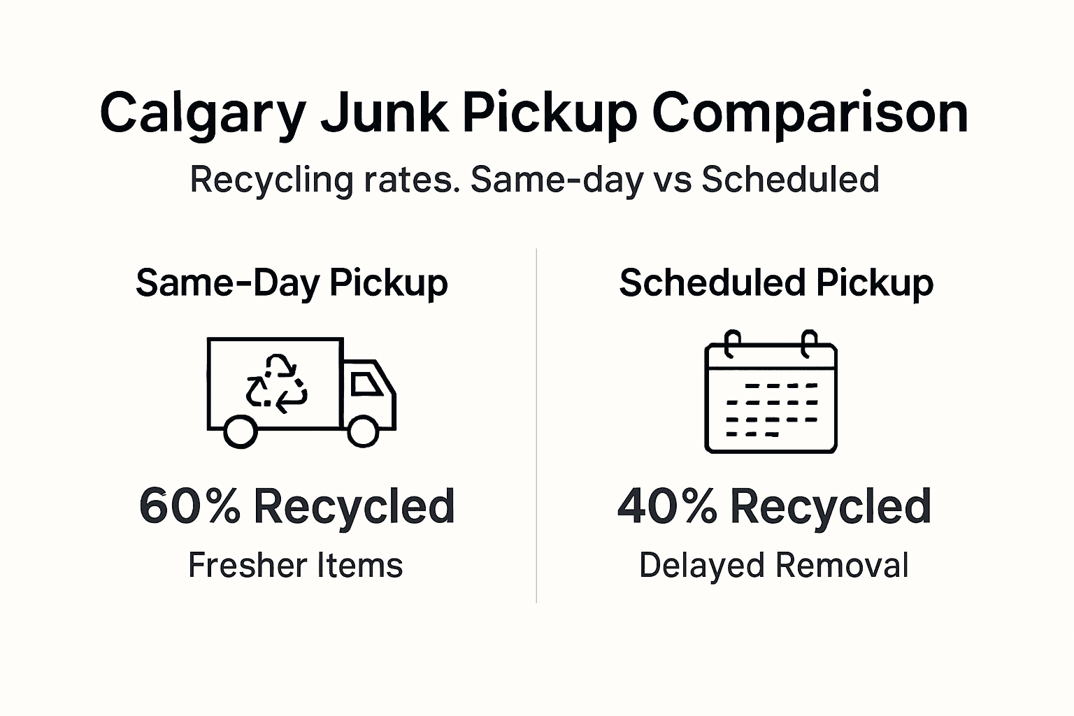 Infographic comparing recycling rates for pickup types