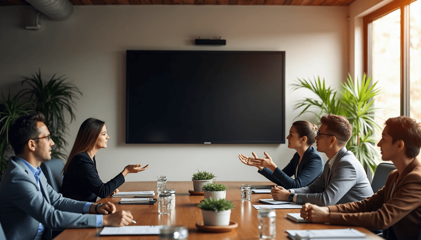 Conference room comparison of LCD and AMOLED screen performance