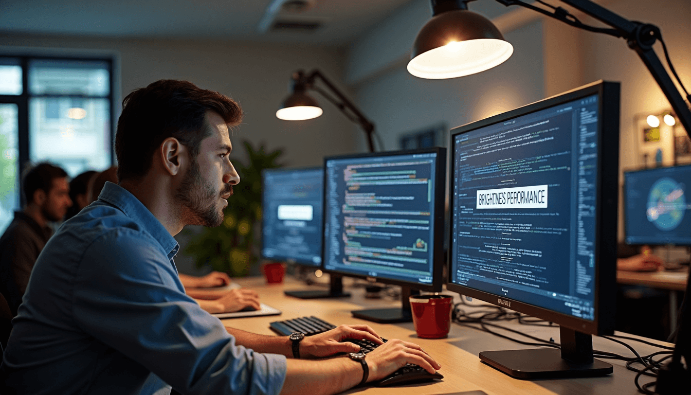 Design team compares monitor brightness and color qualities