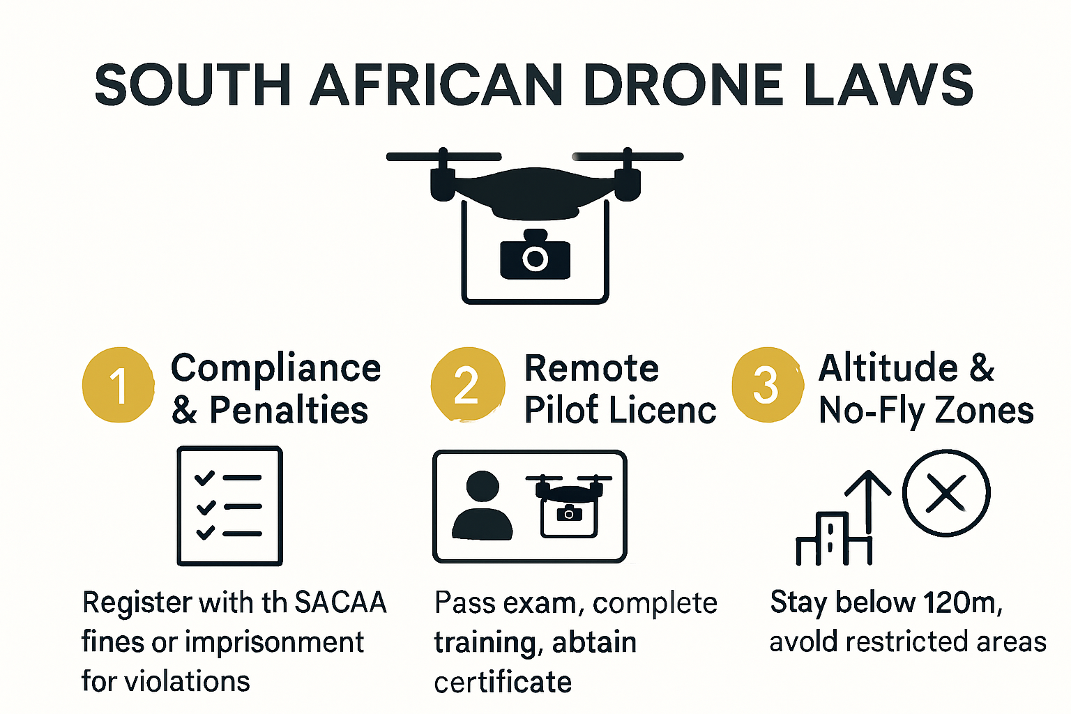 Summary infographic of South Africa drone laws, penalties and compliance