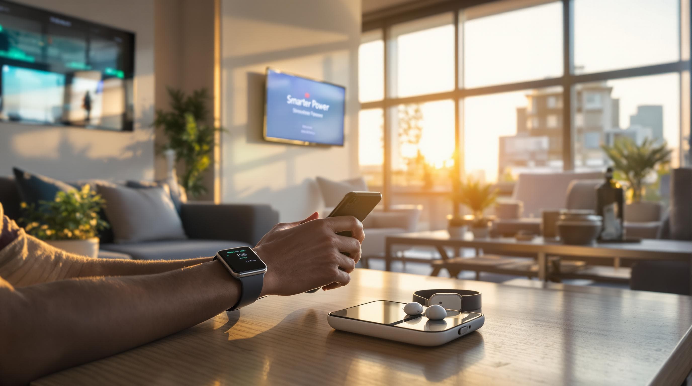 Young professional in South Africa using wireless charging at home