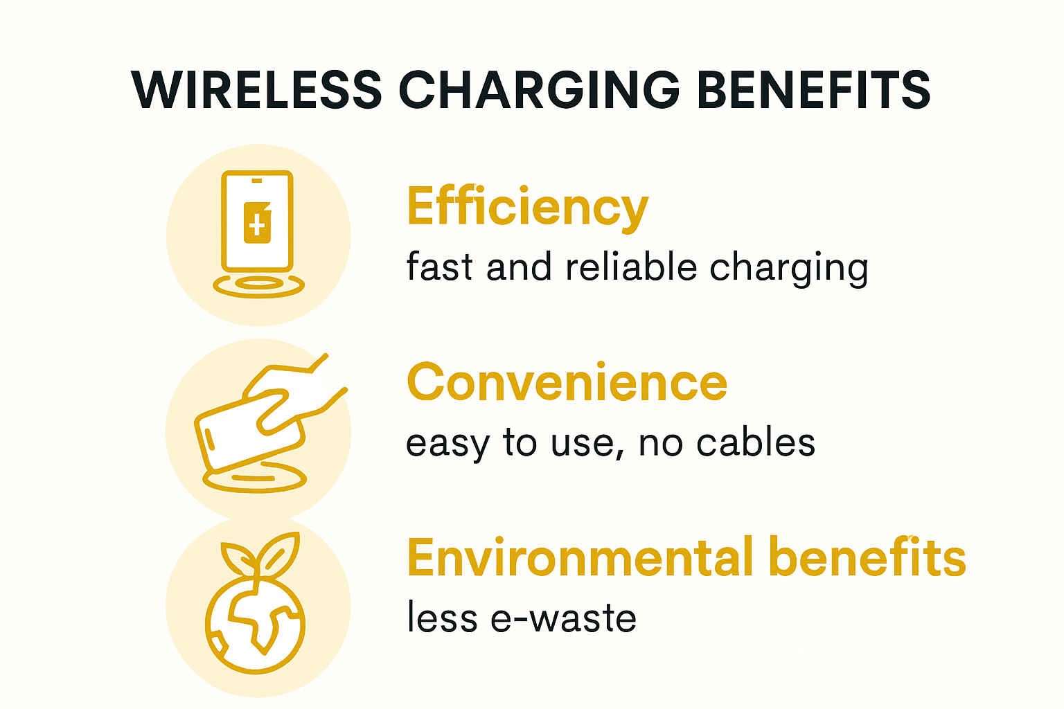 Infographic explaining top wireless charging benefits in 2025