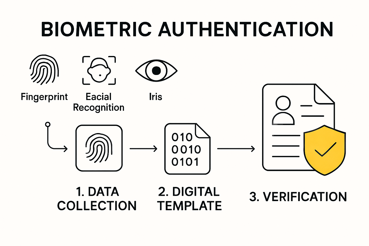 Infographic showing biometric authentication process steps and data flow
