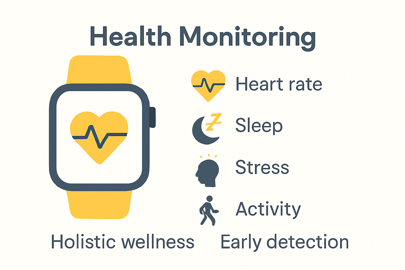 Infographic of smartwatch health monitoring features