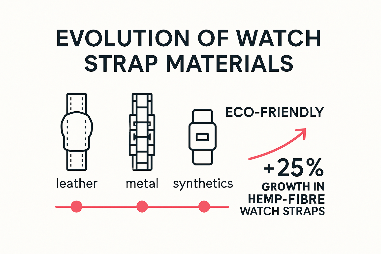 Evolution of watch strap material types timeline and statistics