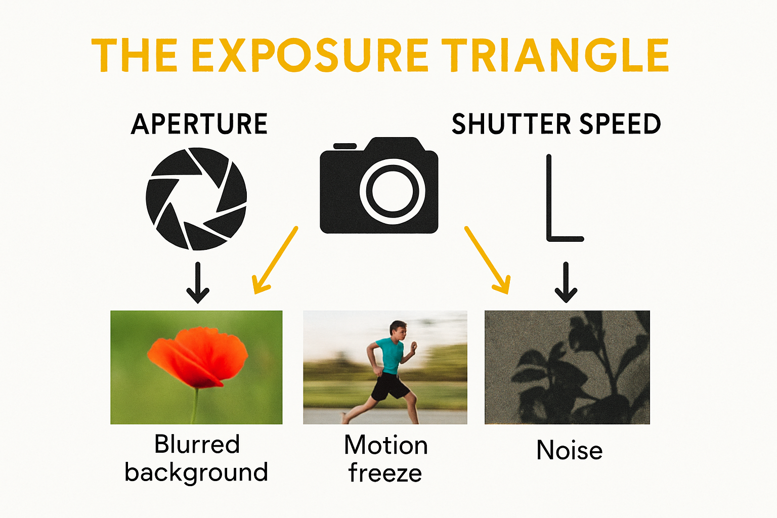 Infographic explaining exposure triangle settings