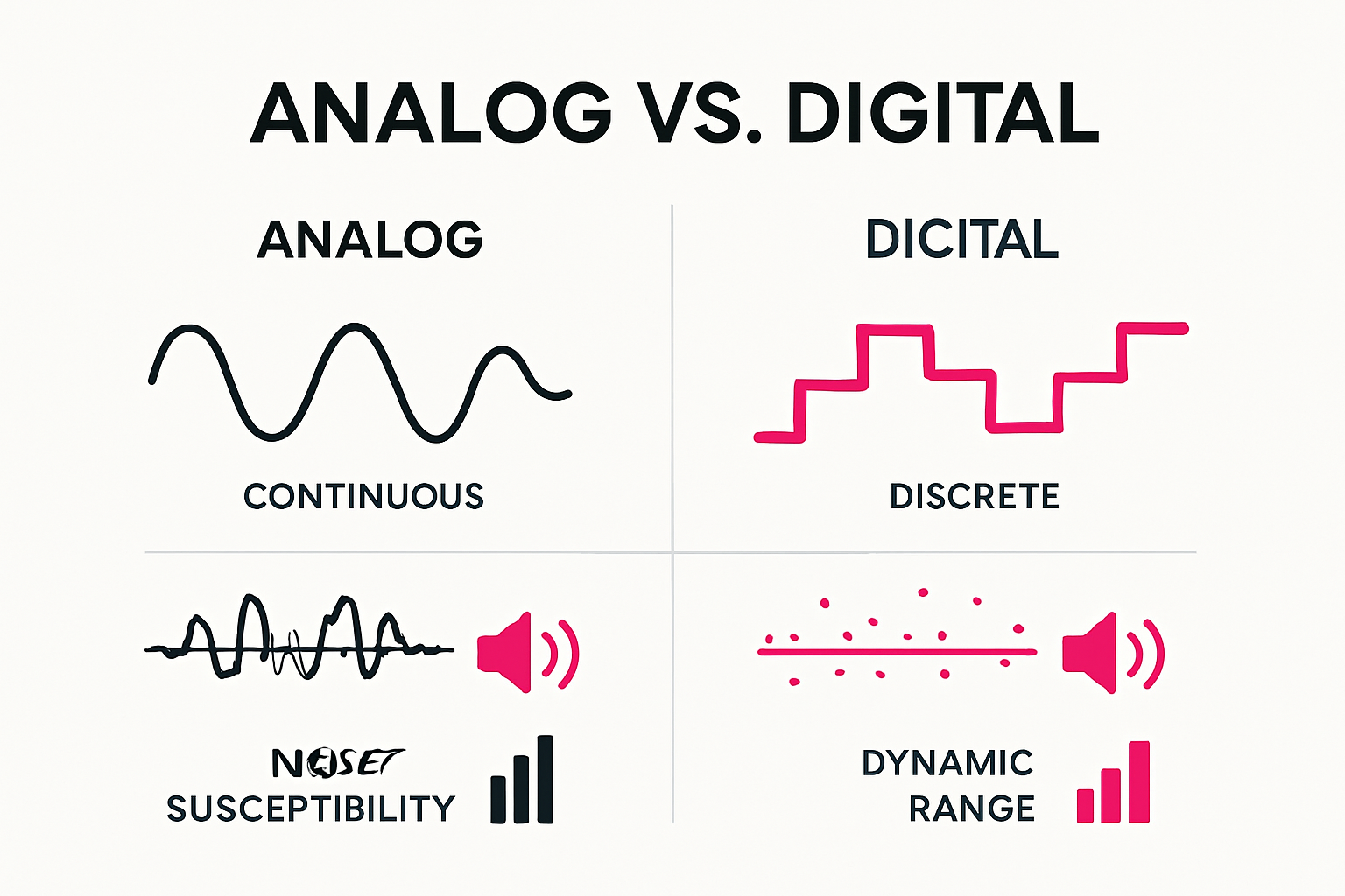 Analog vs digital key differences infographic