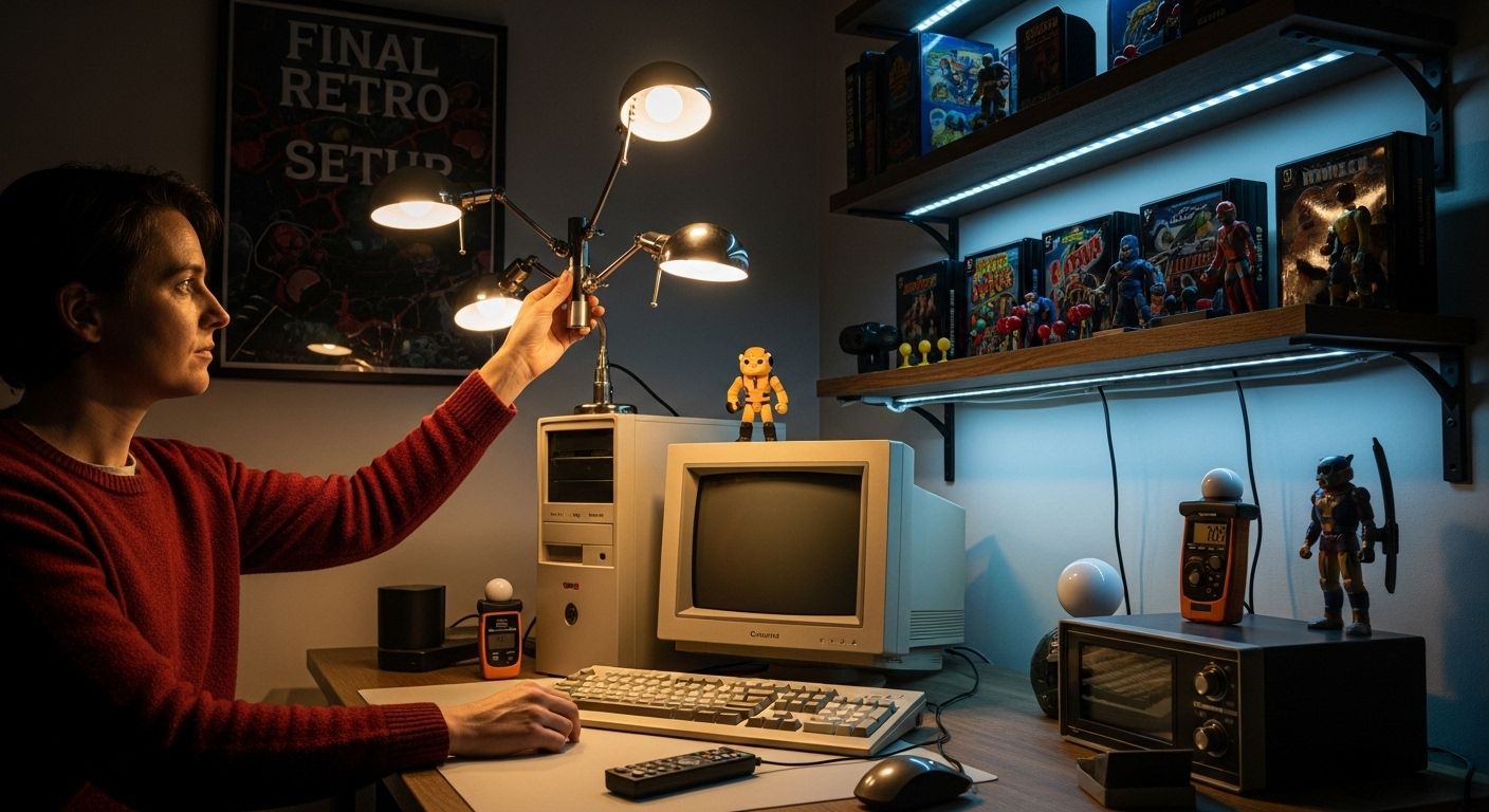 retro tech lighting setup