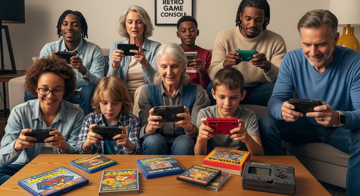 retro handheld game console living room