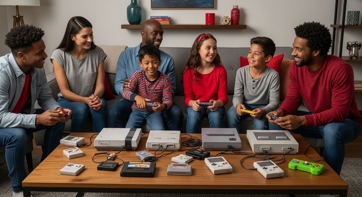 retro Nintendo consoles family gaming
