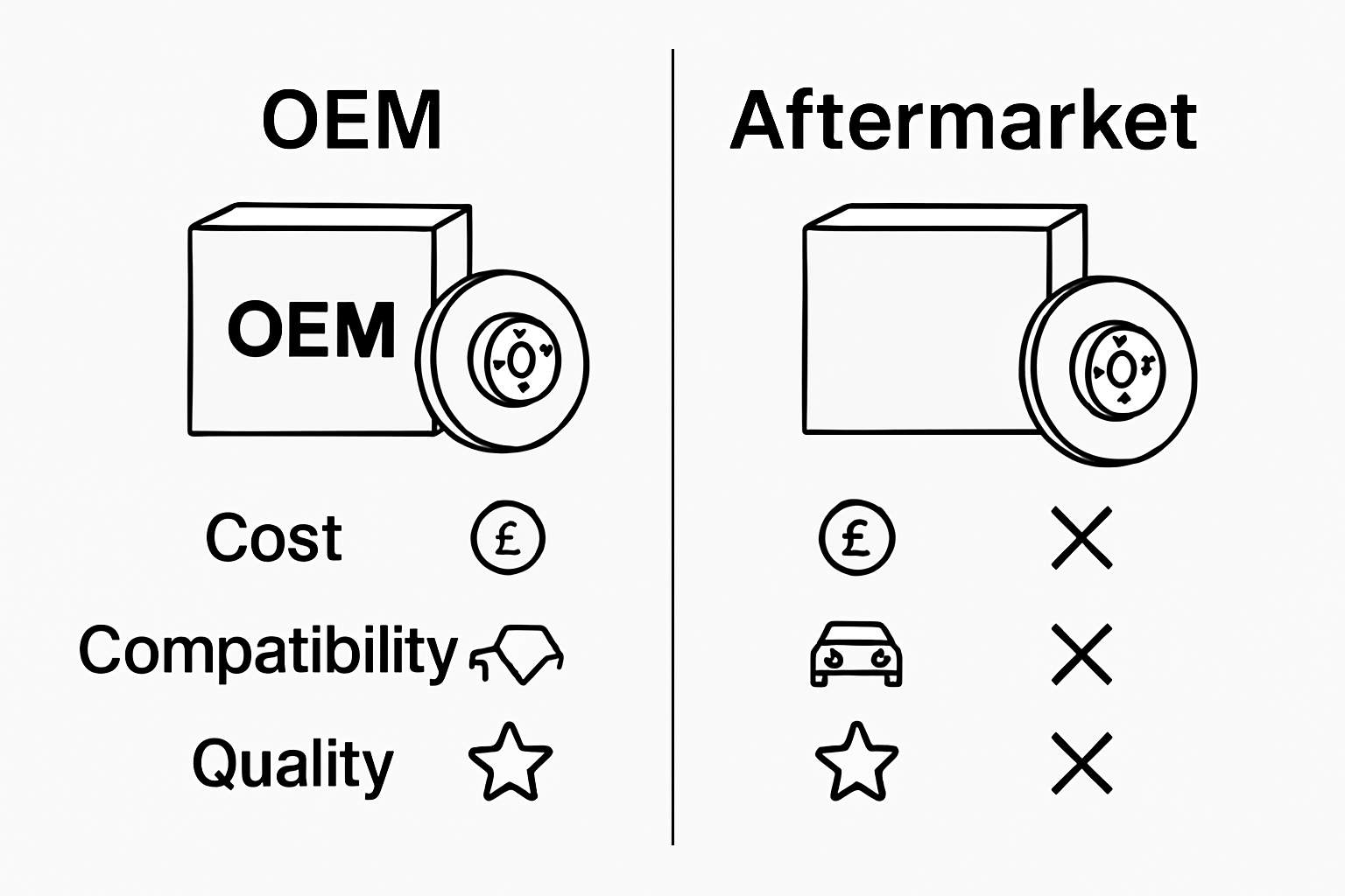Infographic comparing OEM and aftermarket parts