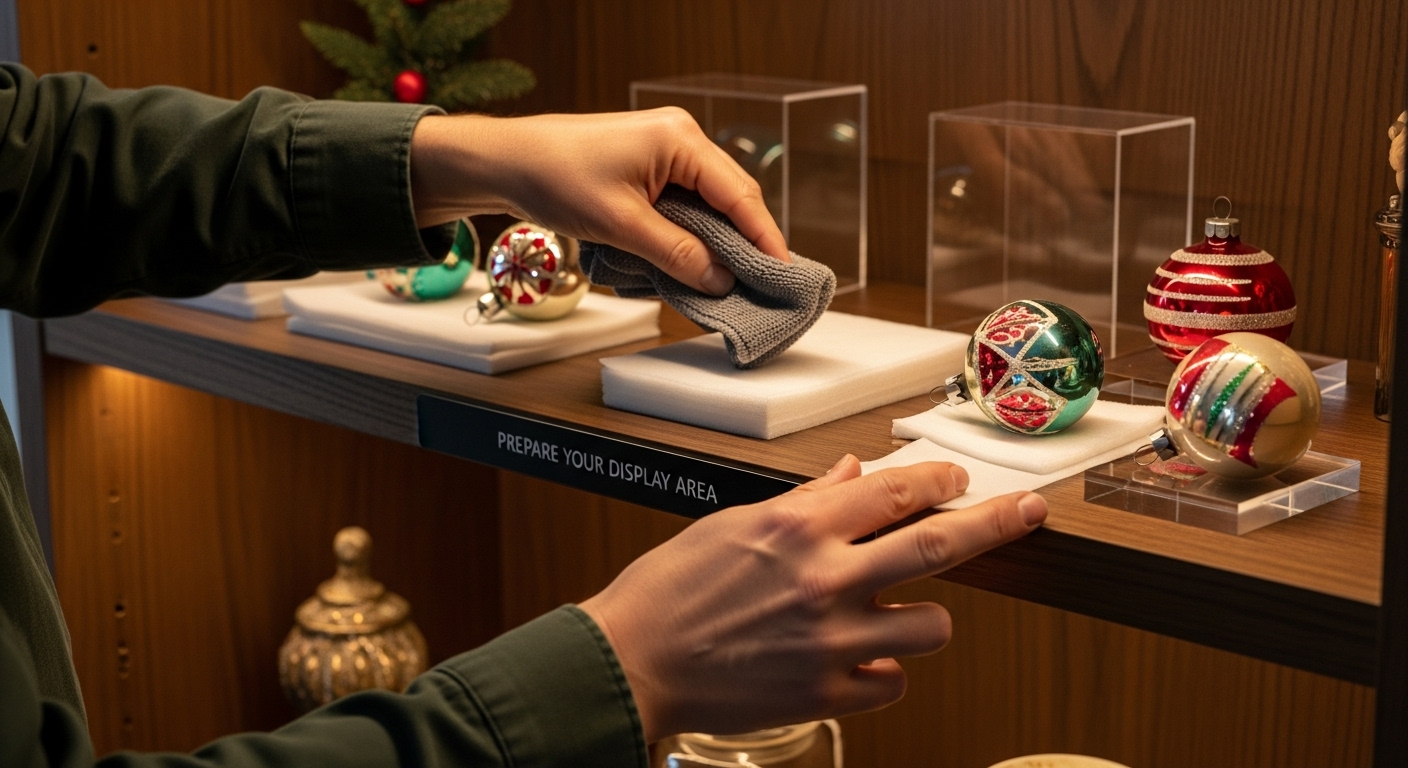 prepare display area ornaments