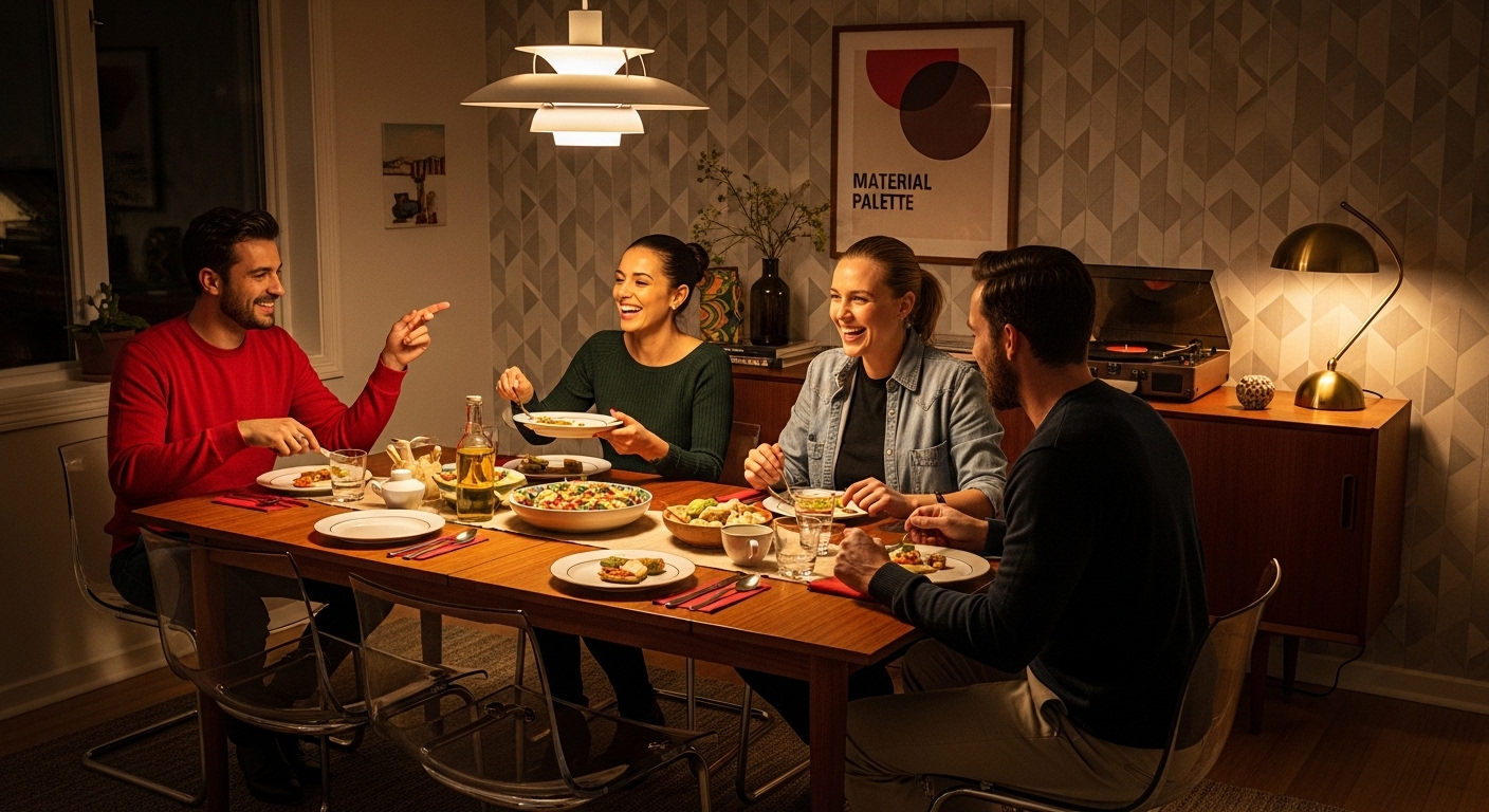 retro-inspired dining setting materials