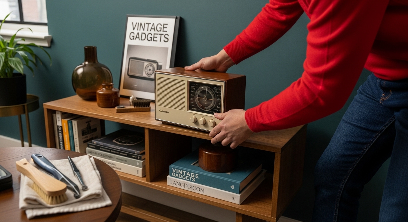 vintage gadgets retro living room